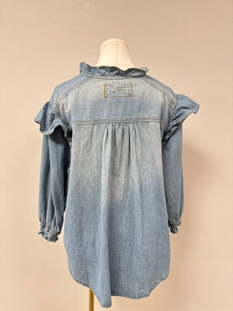 Free People Denim Ruffle Top NWT