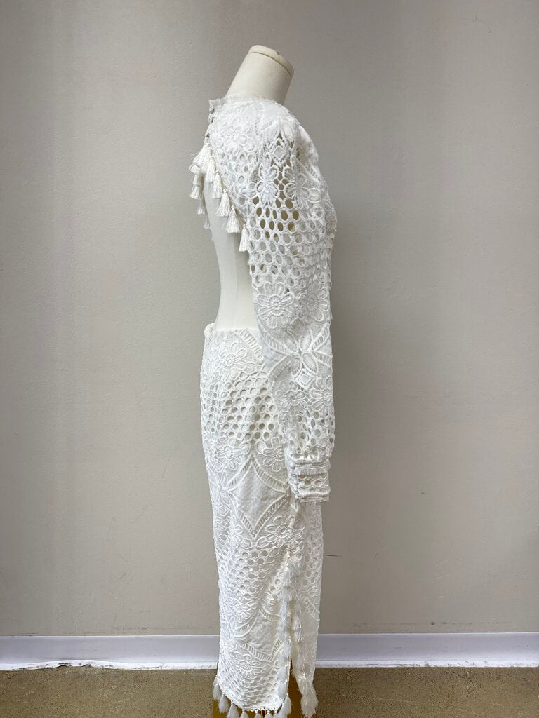 Elliatt White Crochet Cut Out Maxi Dress