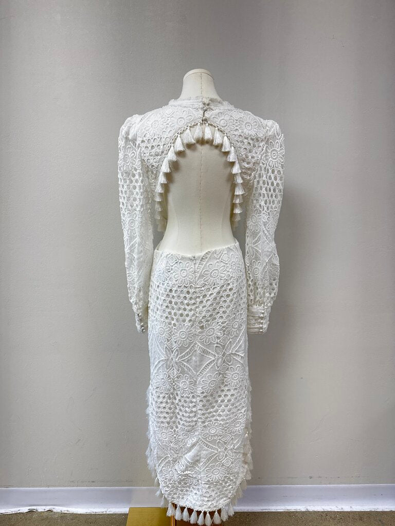 Elliatt White Crochet Cut Out Maxi Dress