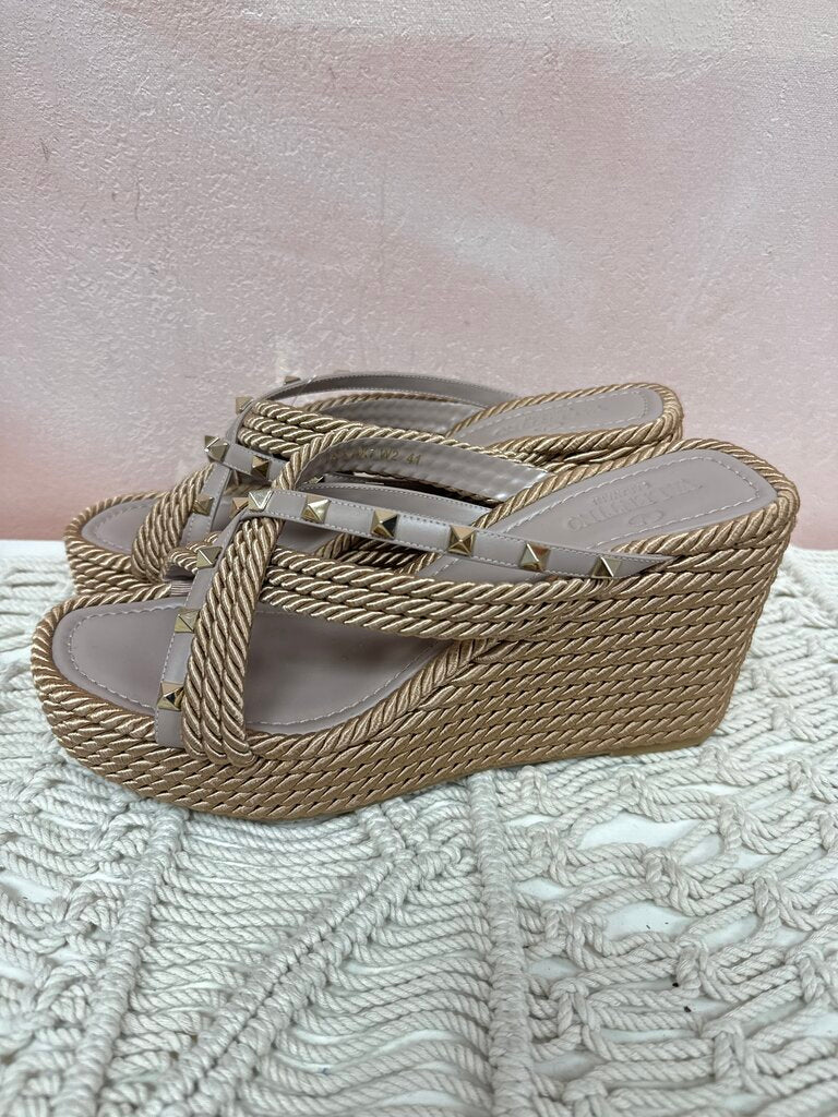 Valentino Blush Espadrille Wedge Sandal