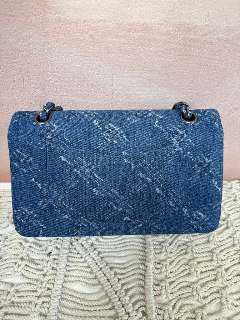 Chanel Bleached Denim Classic Medium Double Flap Bag '19