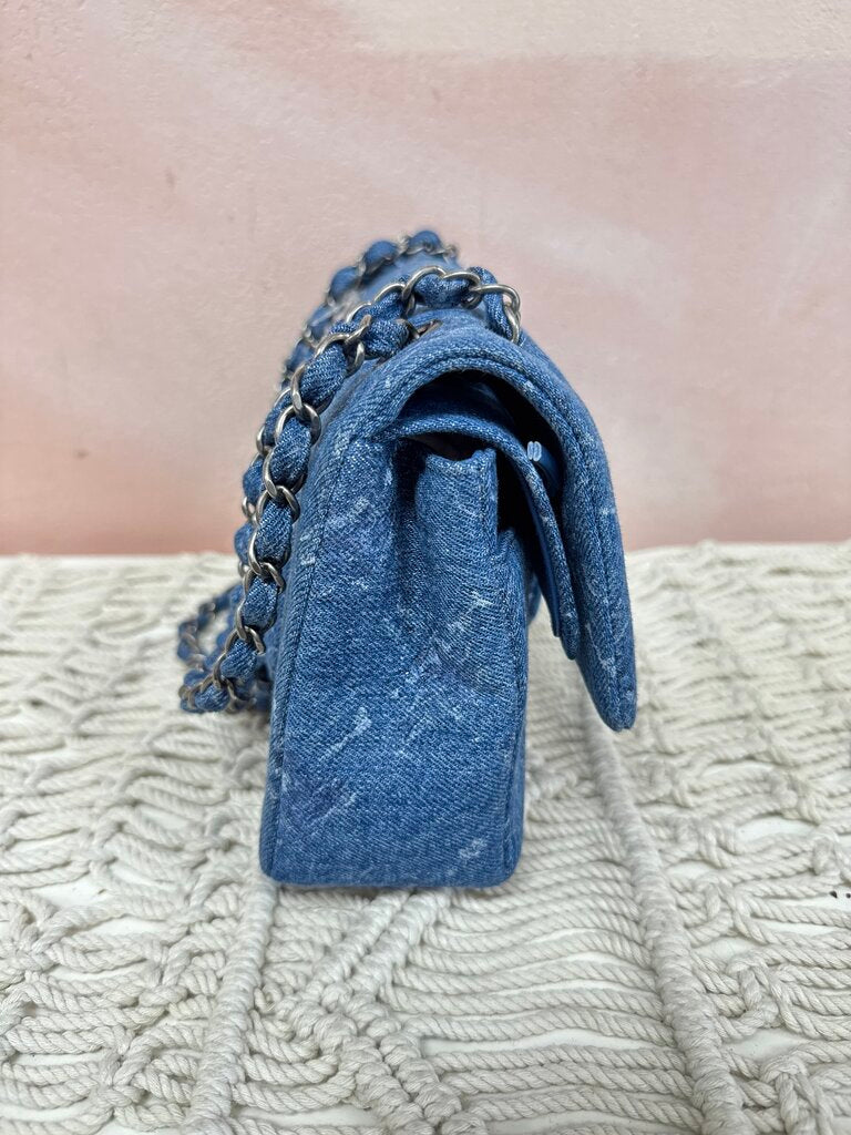 Chanel Bleached Denim Classic Medium Double Flap Bag '19