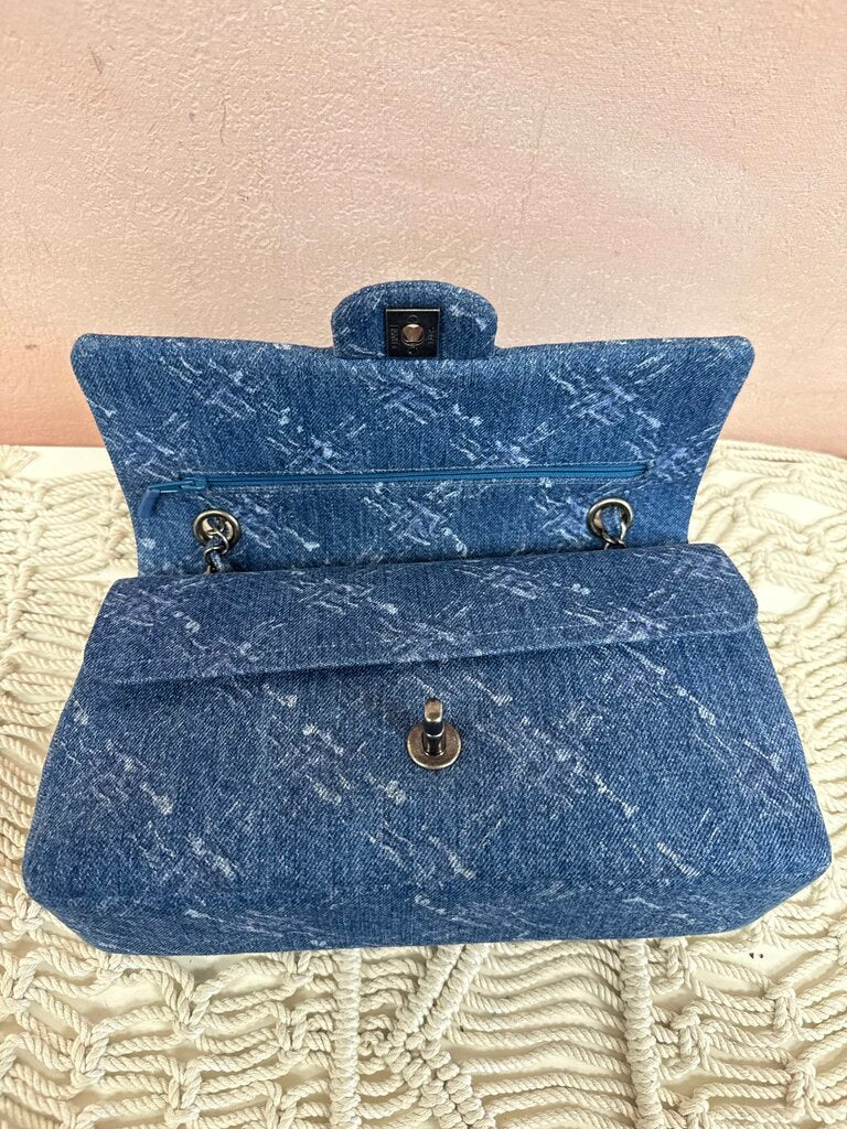 Chanel Bleached Denim Classic Medium Double Flap Bag '19