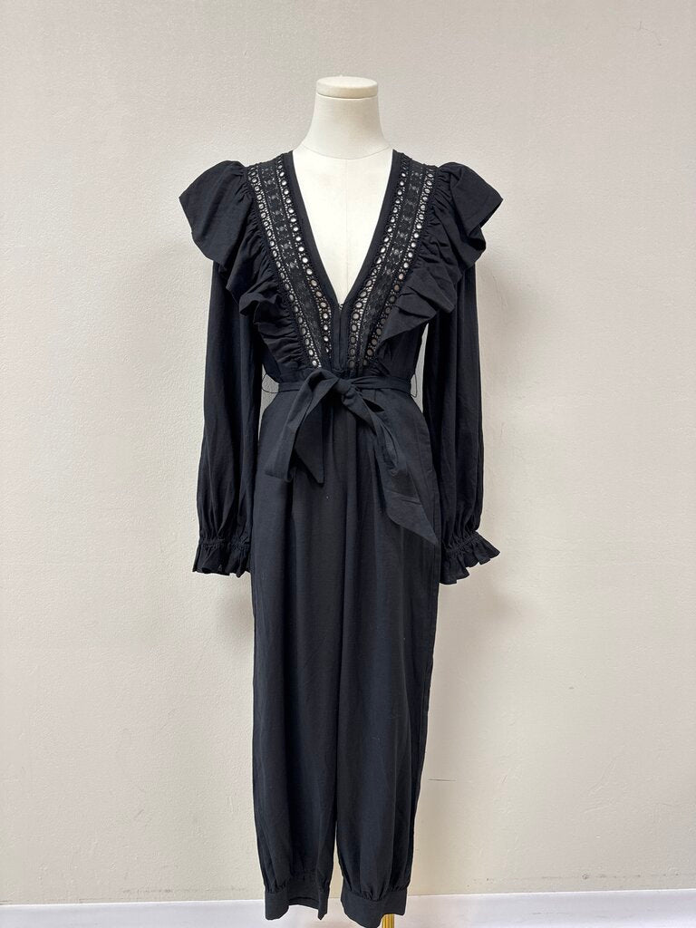 Farm Rio Black Deep V Jumpsuit NWT
