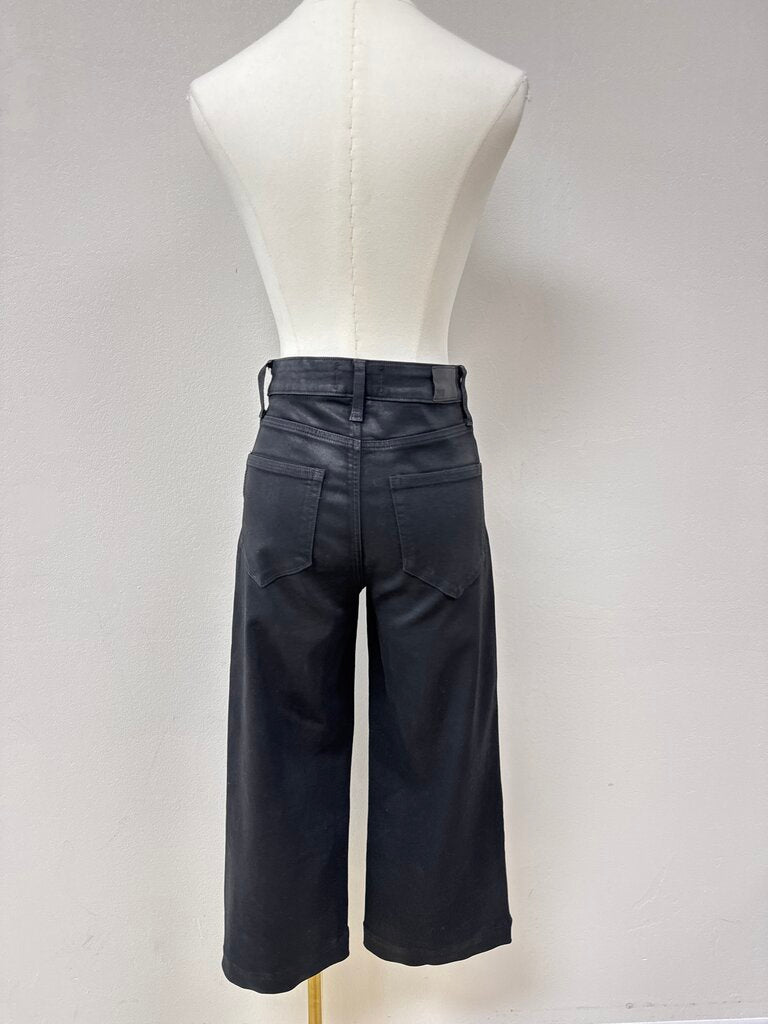 Paige Black Wide Leg Coated Jean