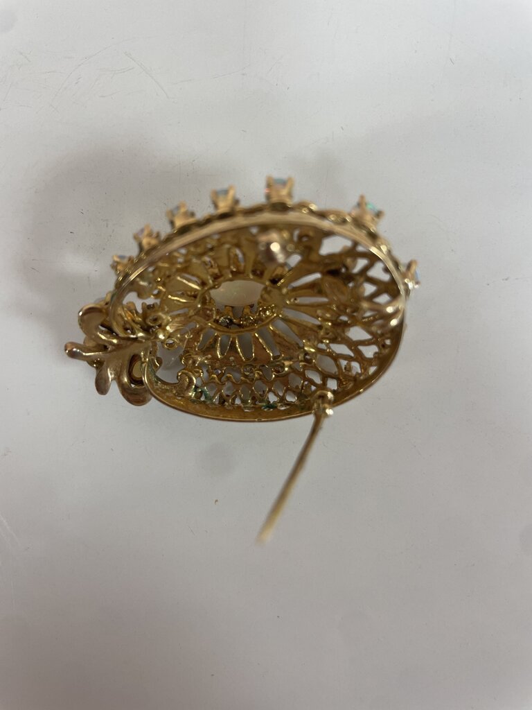 Yellow Gold, Opal, Enamel and Diamond Vintage Brooch/Pendant