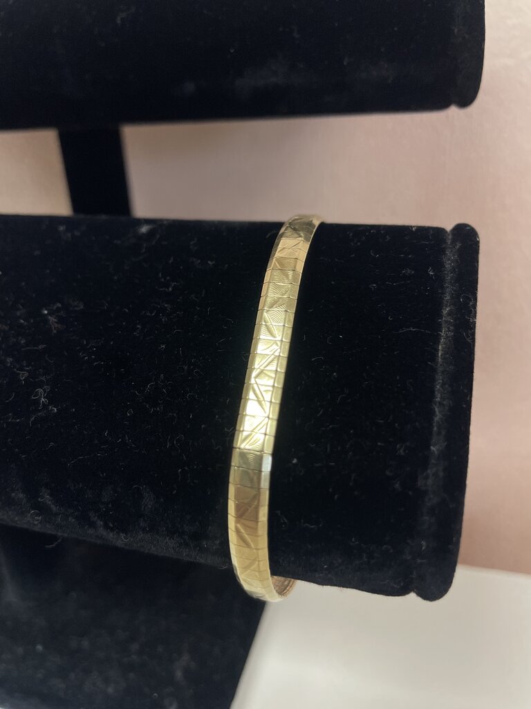 14k Yellow Gold Etched Cuff Bracelet