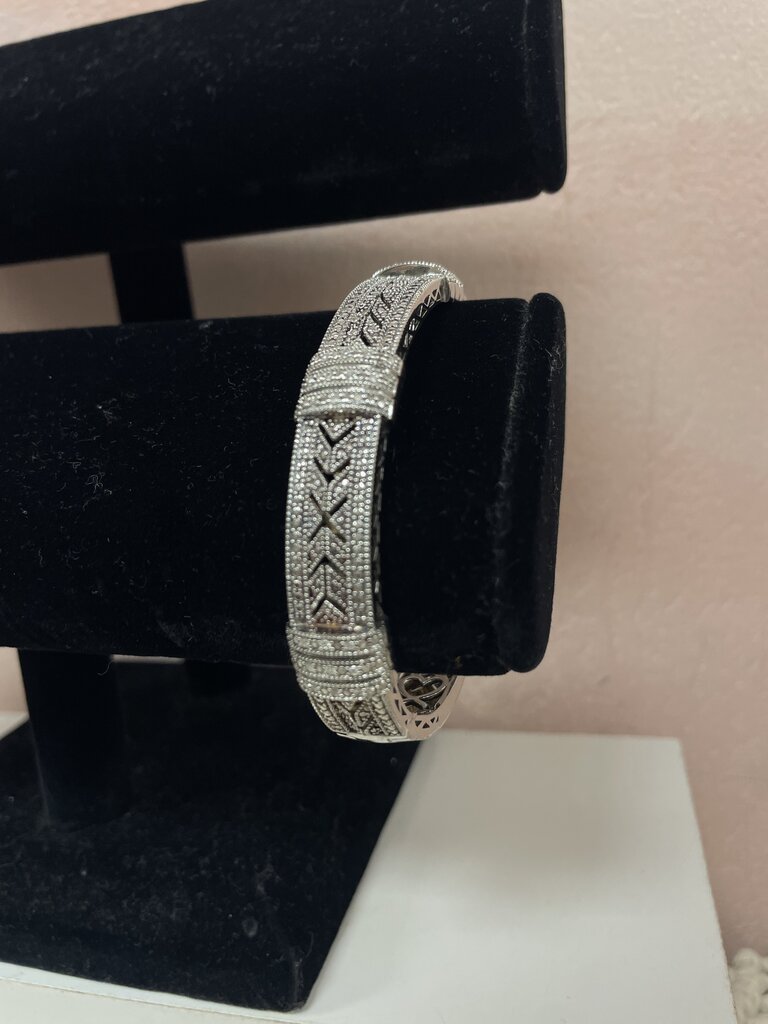Ross Simons Diamond and Silver Vintage Style Cuff