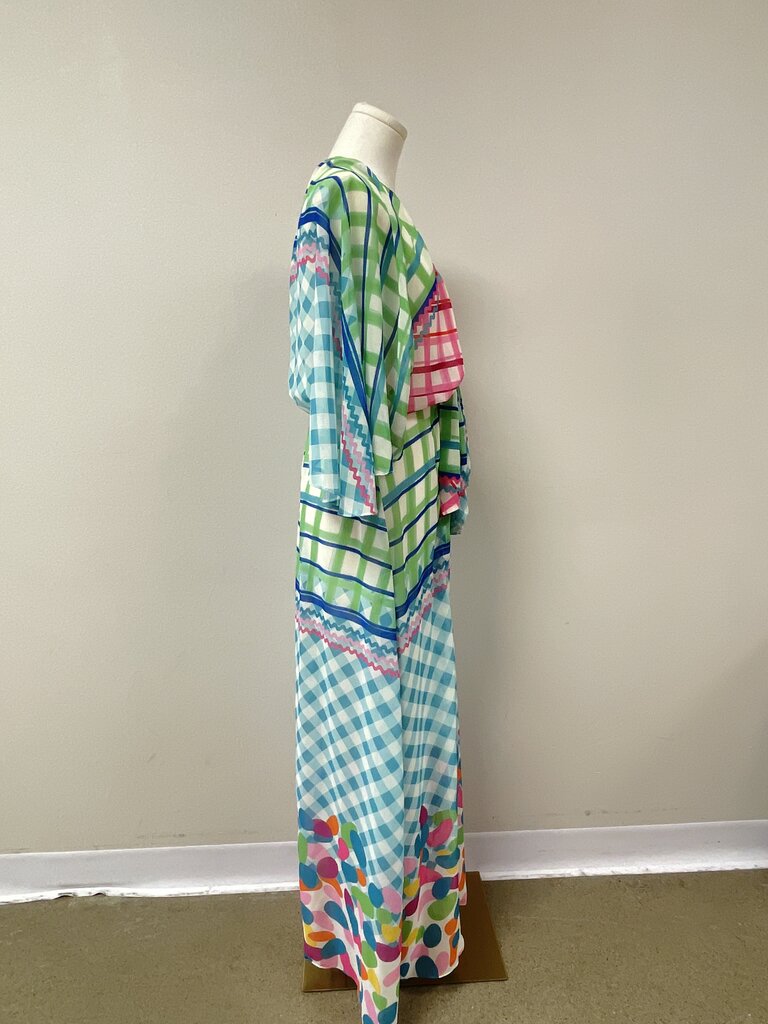 PatBo Blue Plaid Sheer Dress