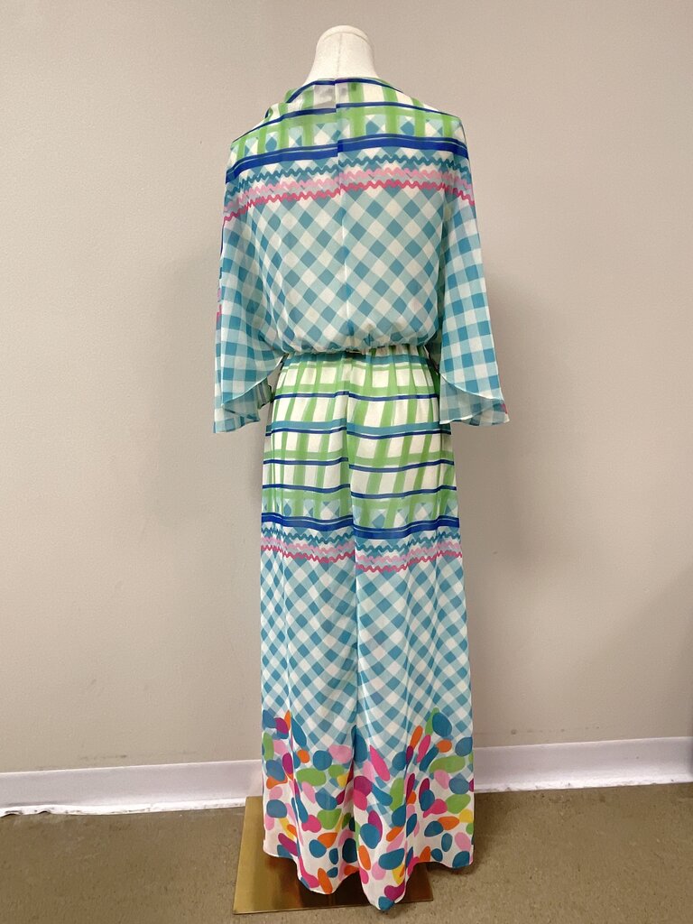 PatBo Blue Plaid Sheer Dress
