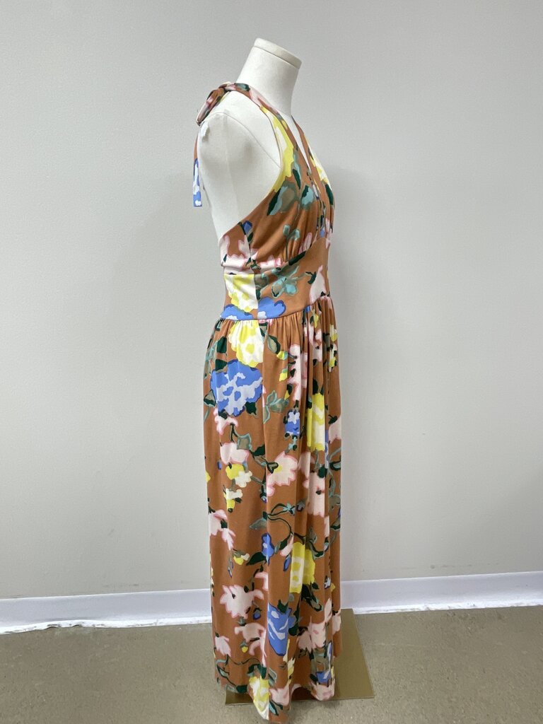 See By Chloe Brown Floral Halter Dress