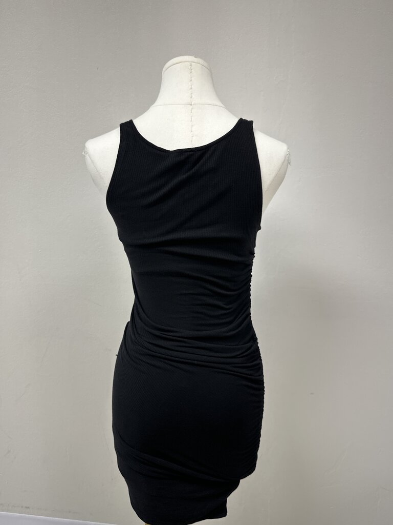 Monrow Black Ruched Mini Dress NWT