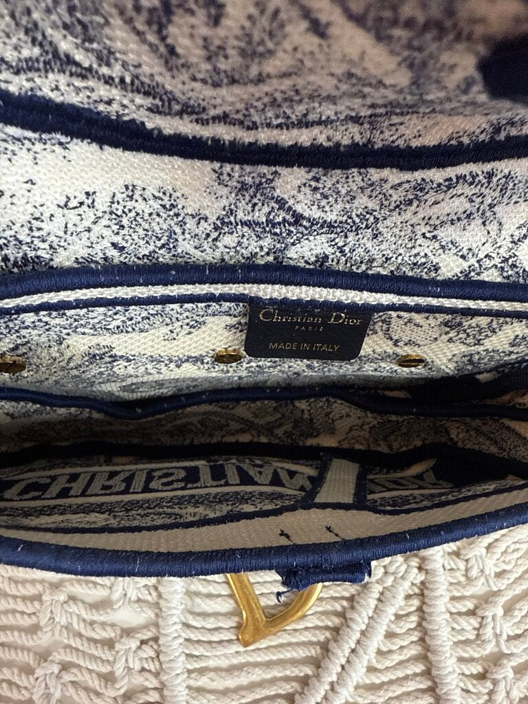 Dior Embroidered Saddle Toile De Jouy Medium Shoudler Bag