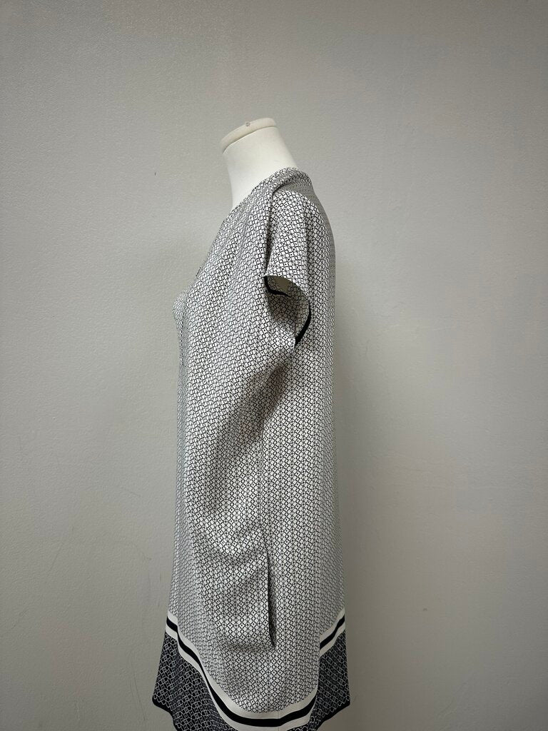 Vince Black and White Printed Silk Dress