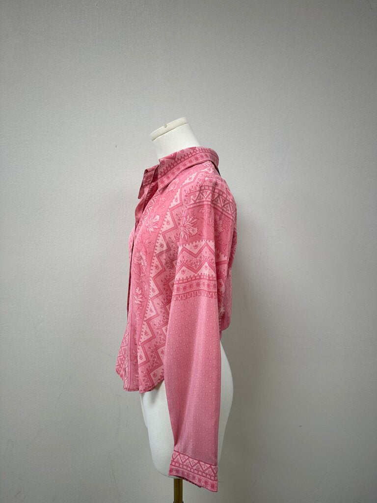 Ritu Kumar Pink Printed Silk Button Up NWT