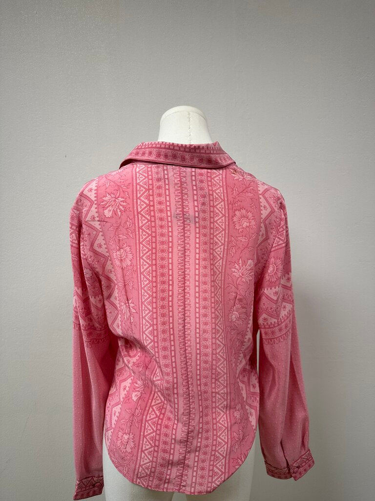 Ritu Kumar Pink Printed Silk Button Up NWT