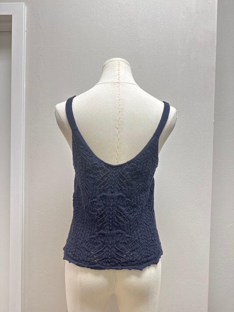 Vince Blue Crochet Tank NWT