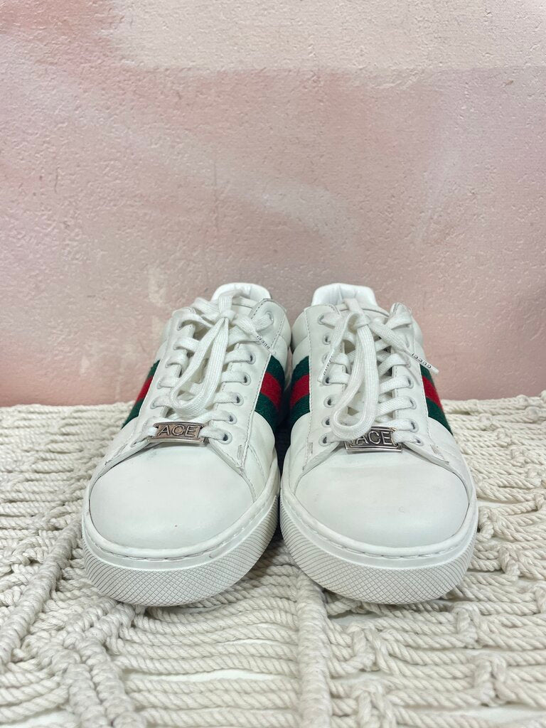 Gucci White Ace Leather Web Sneaker