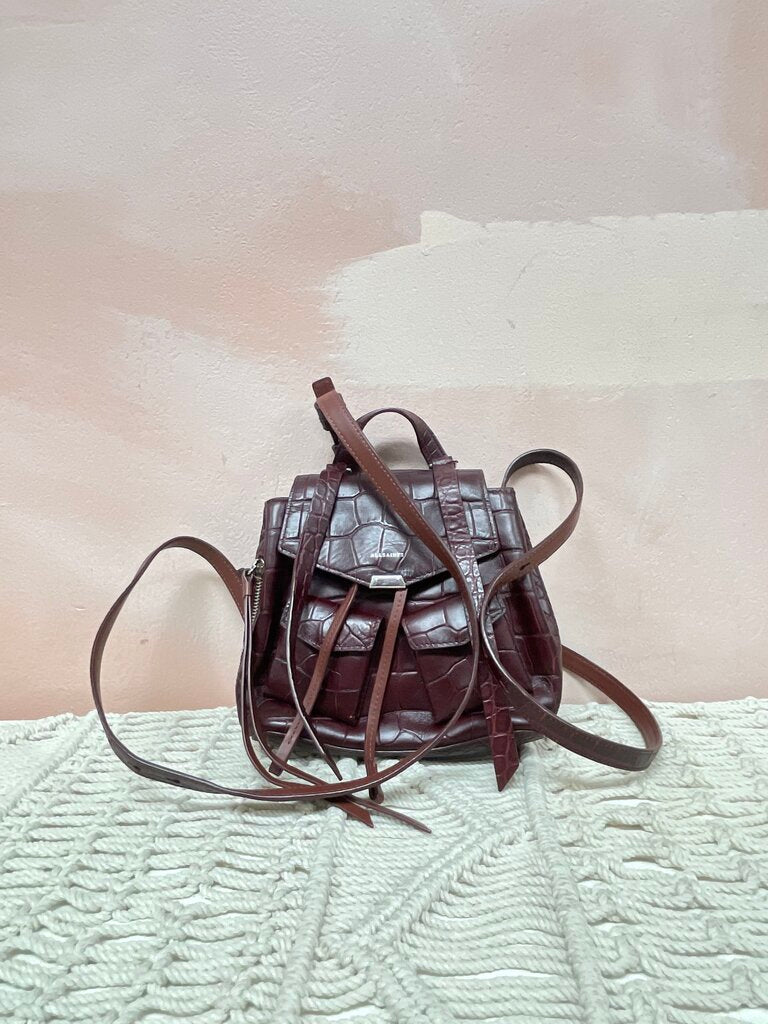 AllSaints Maroon Poly Mini Backpack