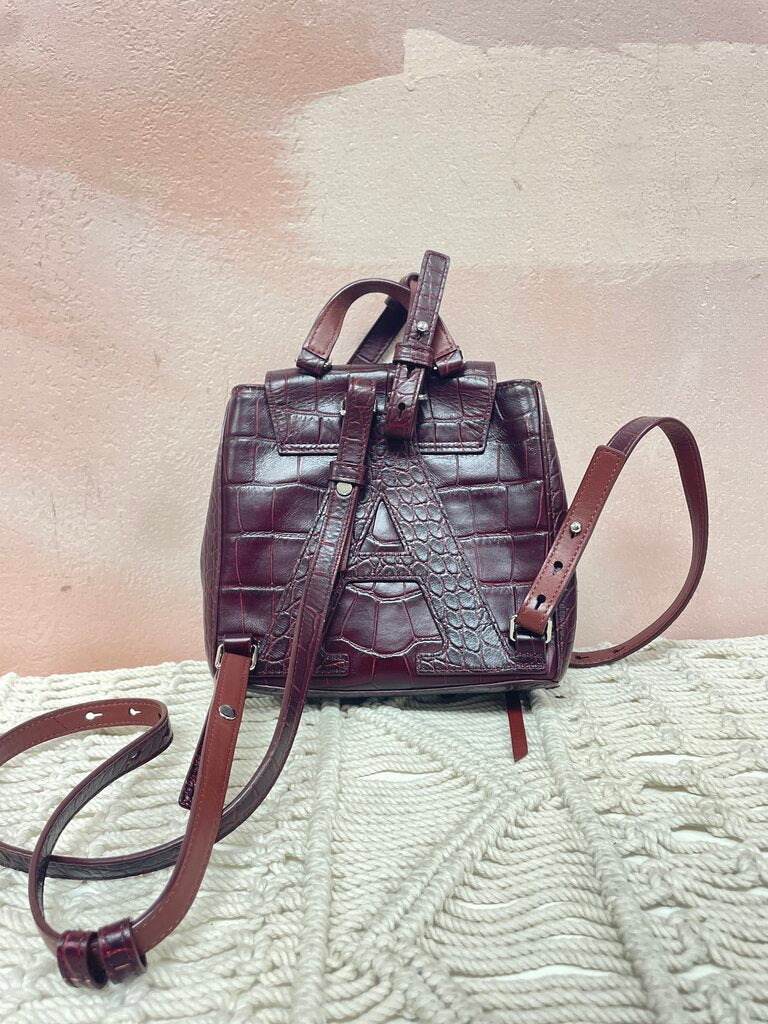AllSaints Maroon Poly Mini Backpack