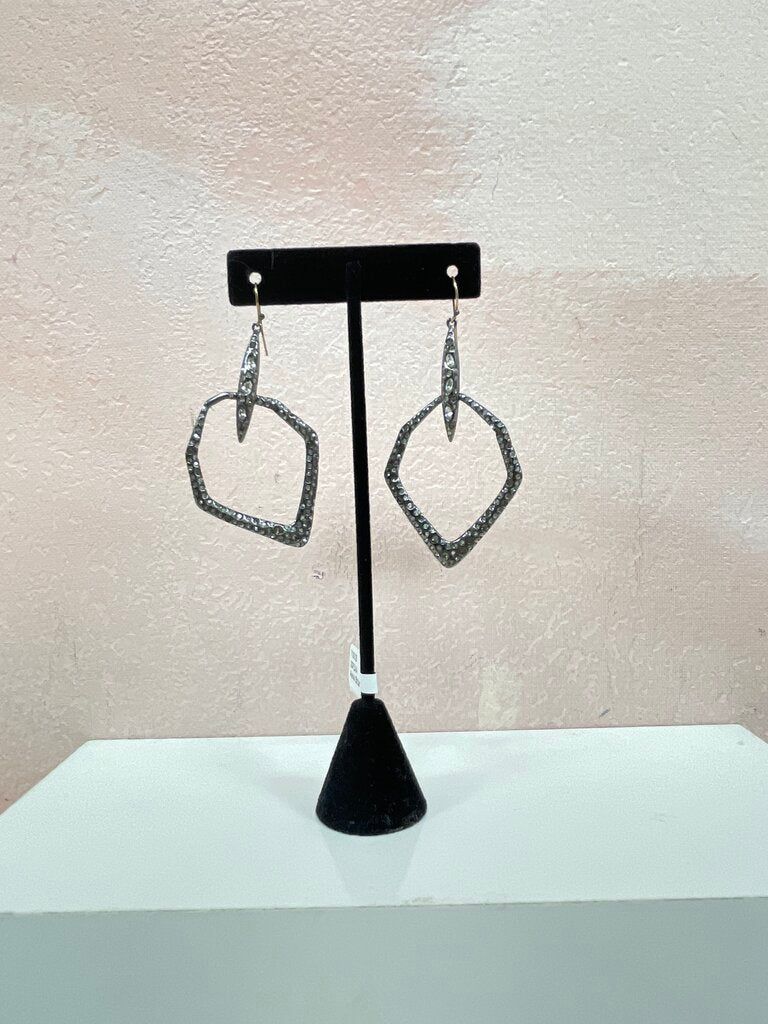 Alexis Bittar Pewter and Crystal Encrusted Drop Earring