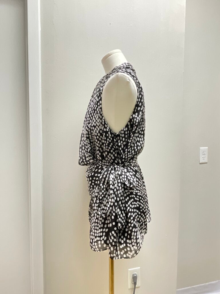Lafayette 148 Black and White Polka Dot Cowl Neck Top NWT