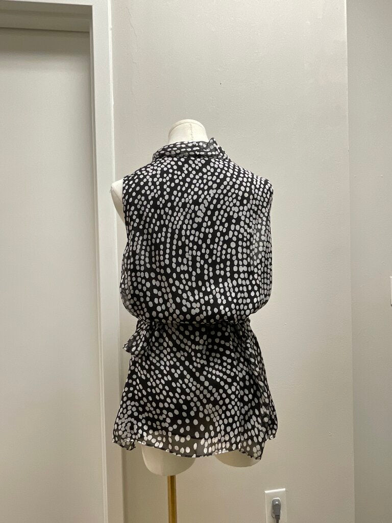 Lafayette 148 Black and White Polka Dot Cowl Neck Top NWT