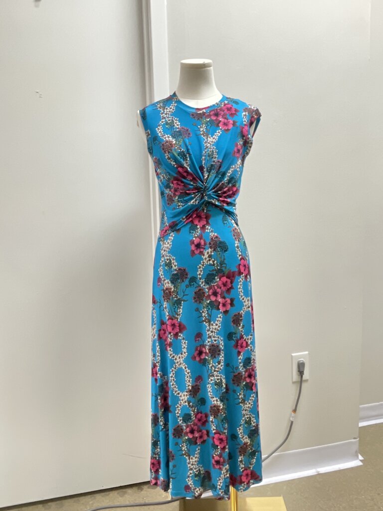 Sandro Blue Floral Jersey Maxi Dress NWT