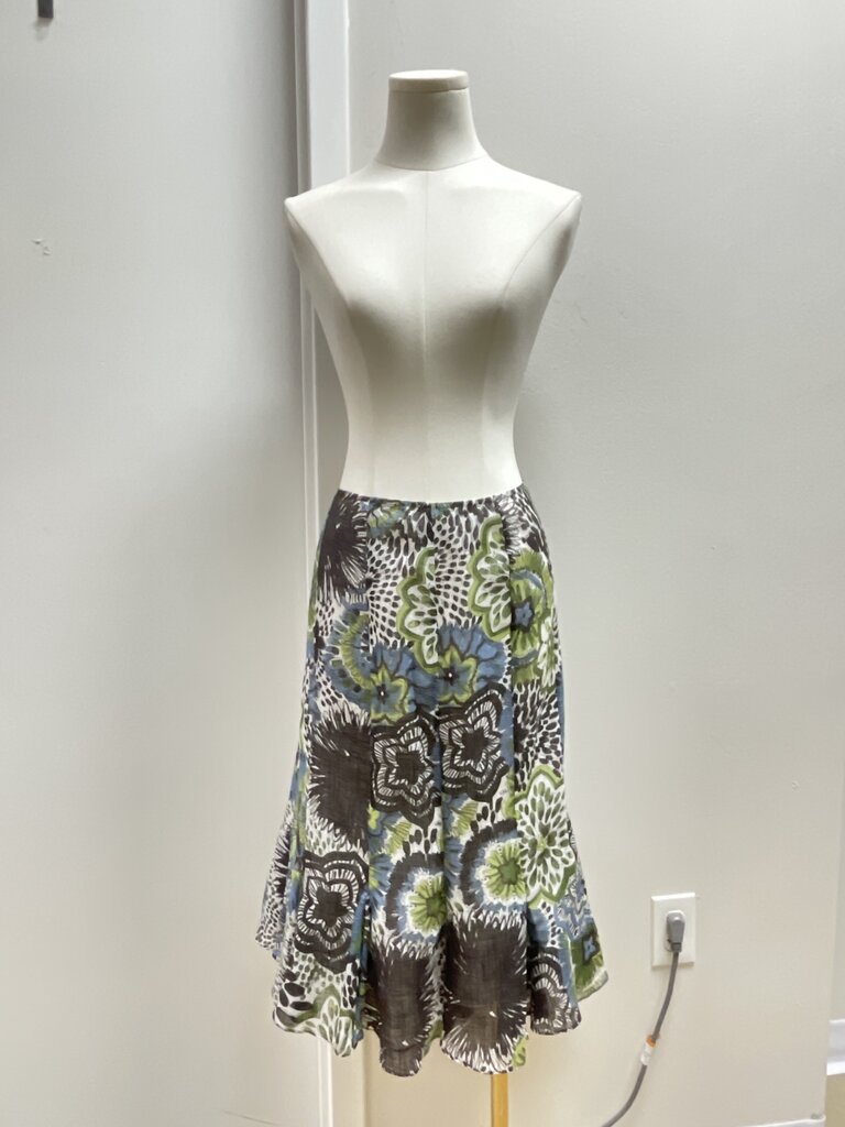 Lafayette 148 Blue Floral Linen Skirt NWT