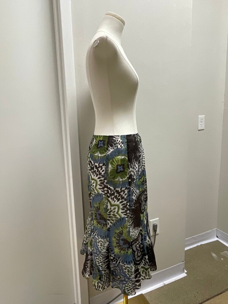Lafayette 148 Blue Floral Linen Skirt NWT