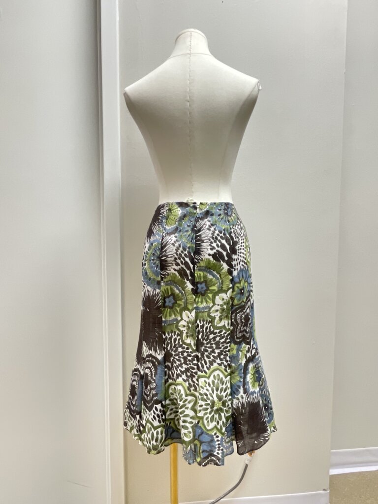 Lafayette 148 Blue Floral Linen Skirt NWT