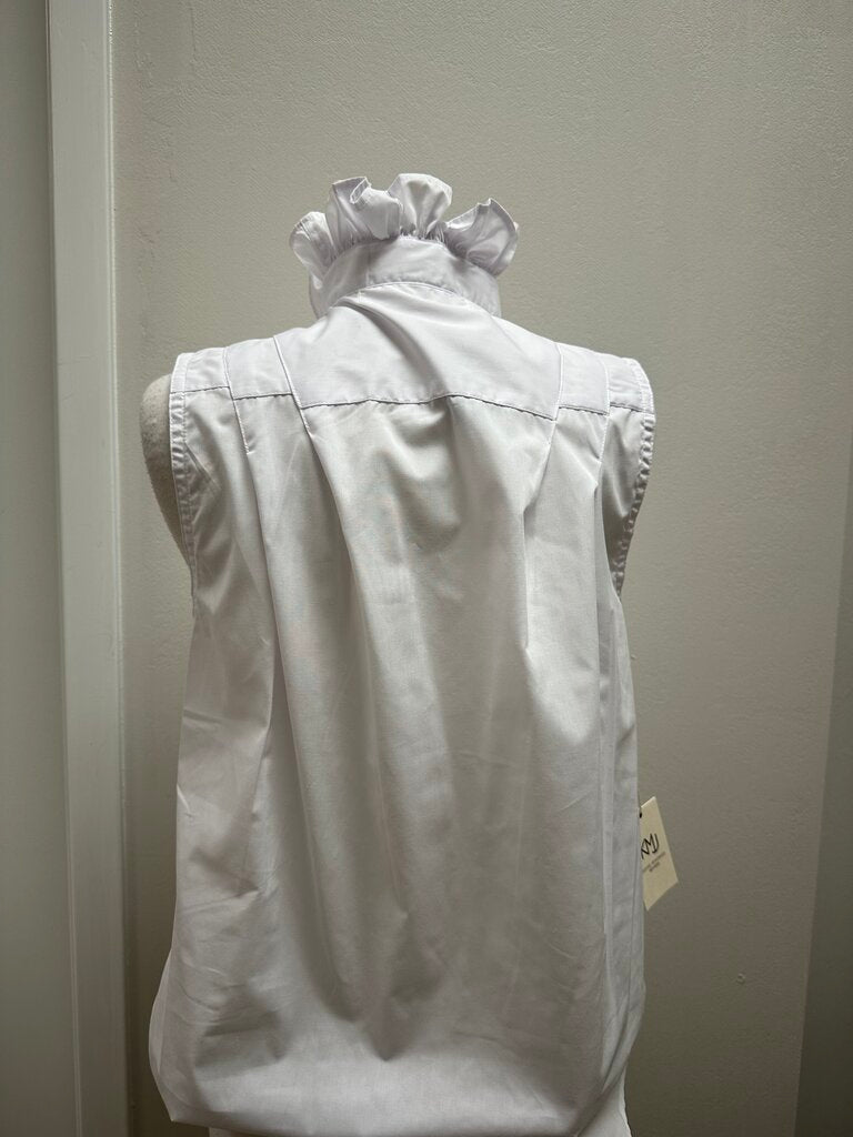 KMJ White Pintuck Ruffle Blouse NWT