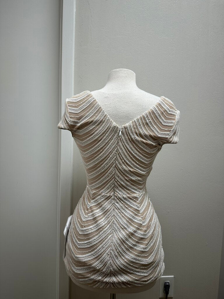 Dress the Population White Sequin Bodycon Dress NWT