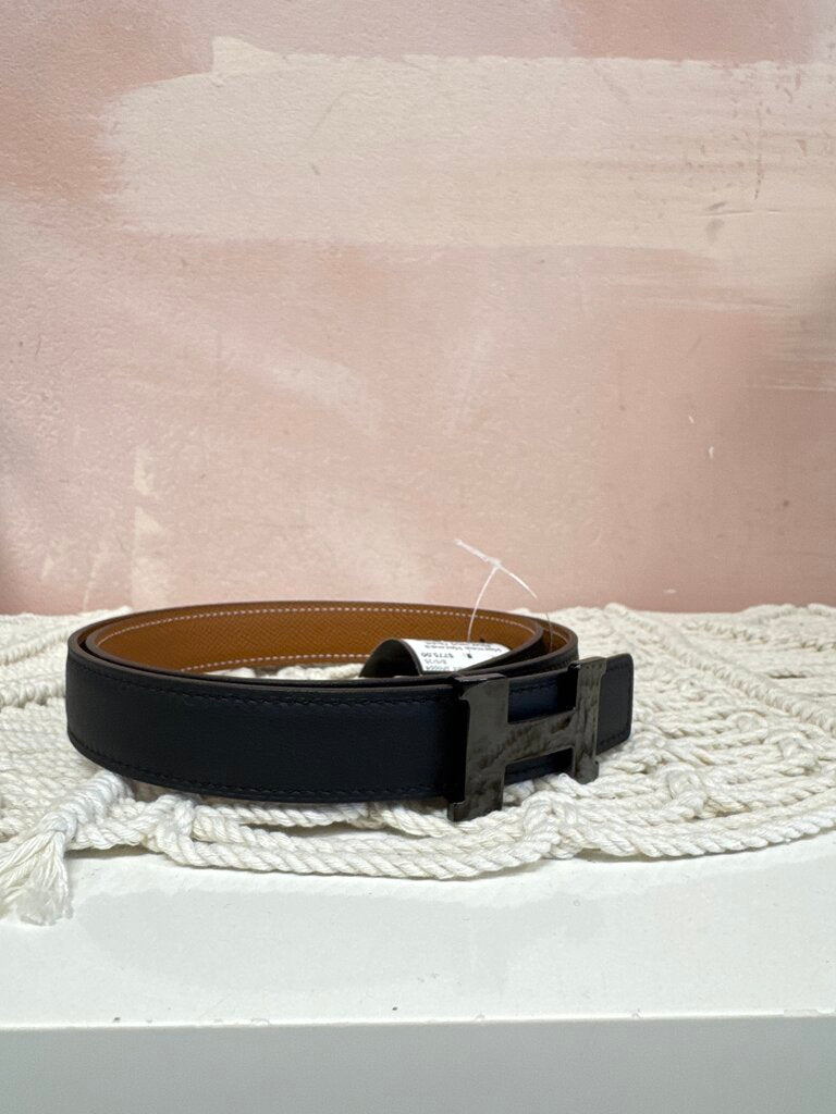 Hermes Noir and Gold Reversible Black Constance Buckle Belt