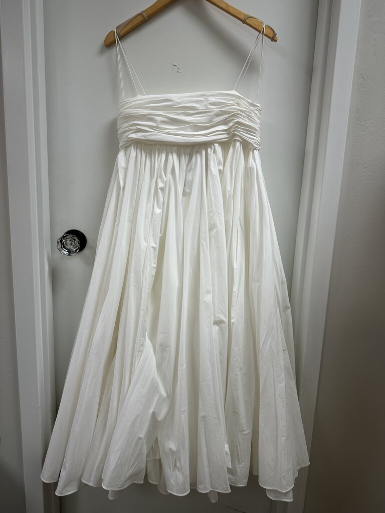 Khaite White Pleated Grecian Dress