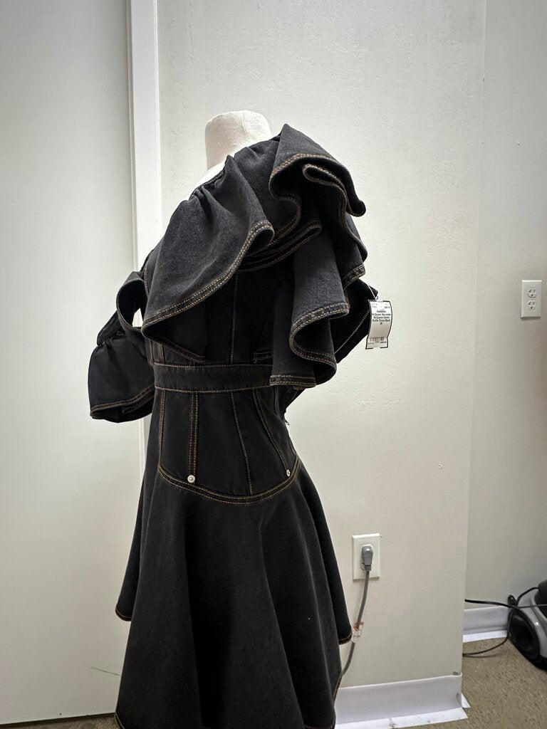 Alexander McQueem Denim Ruffle Dress