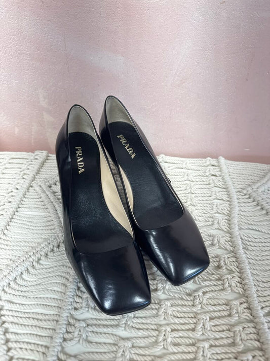 Prada Black Leather Kitten Heel NWT