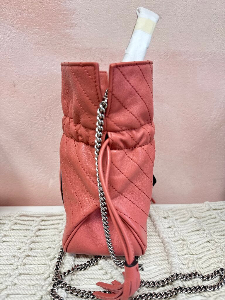 Gucci Pink Mini Blondie Diagonal Stitching Bucket Bag NWT