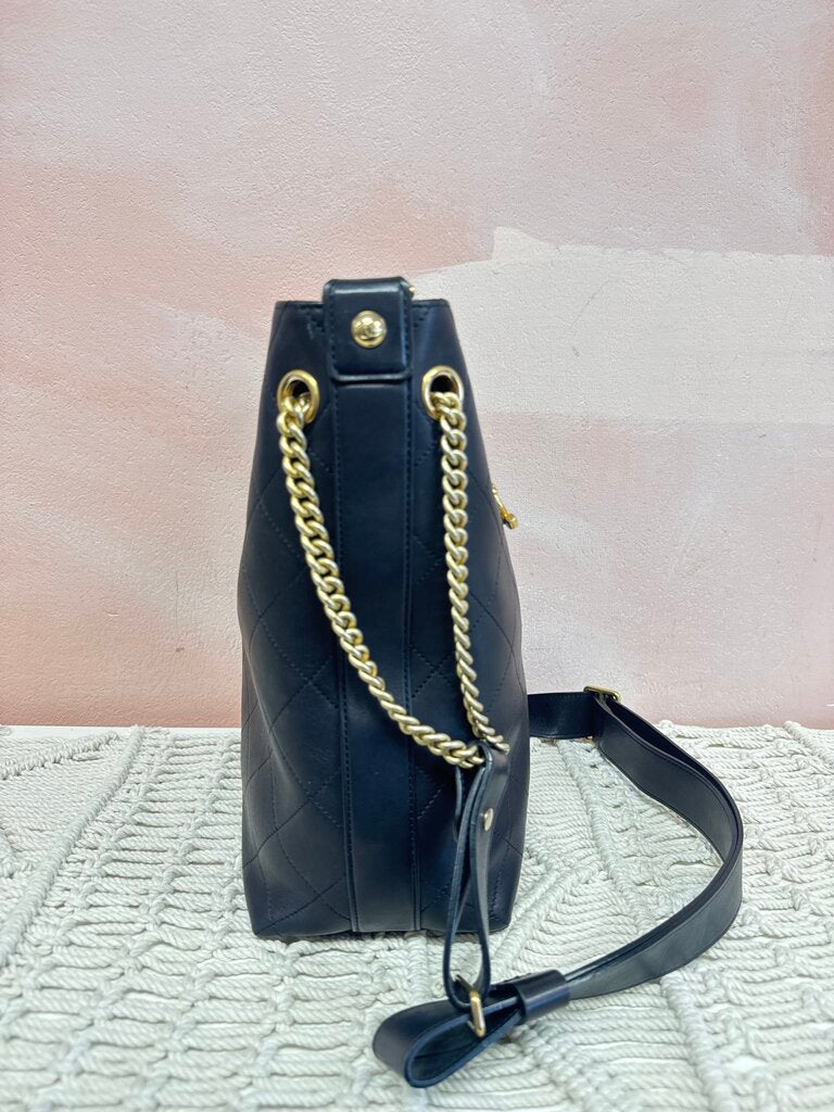 Chanel Black Quilted On My Shoulder Bucket Bag '16'17
