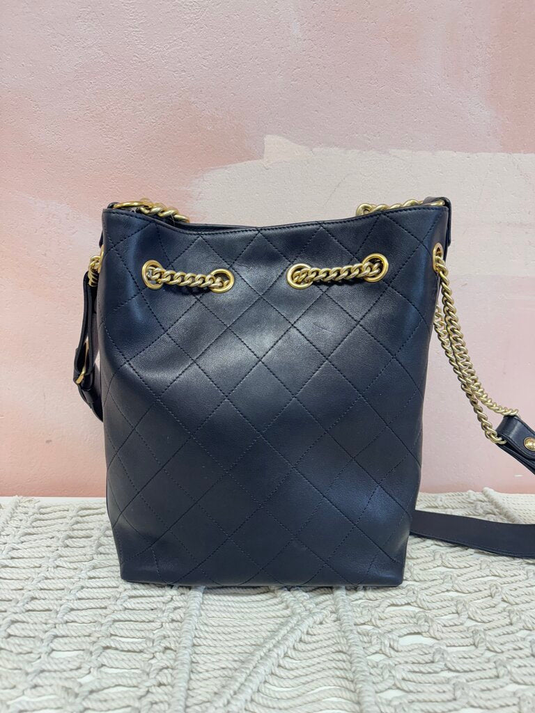 Chanel Black Quilted On My Shoulder Bucket Bag '16'17