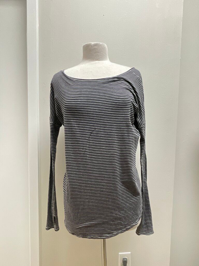 Lululemon Black Striped Scoop Neck Tee