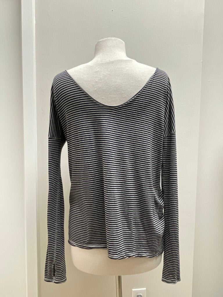 Lululemon Black Striped Scoop Neck Tee