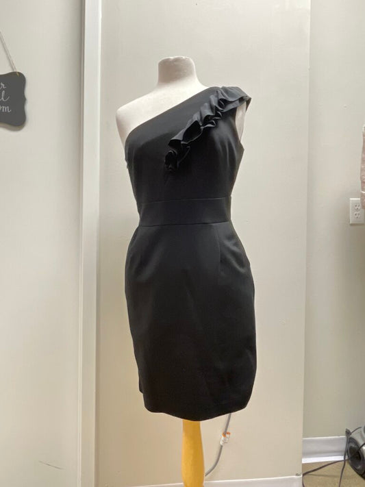 Trina Turk Black One Shoulder Cocktail Dress