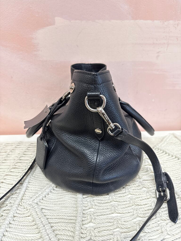 Prada Black Pebbled Hobo Style Shoulder Bag