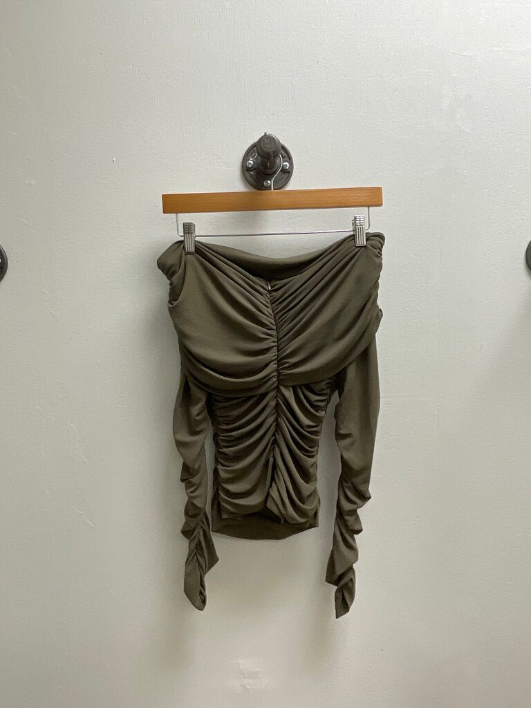 Ronny Kobo Khaki Ruched Top