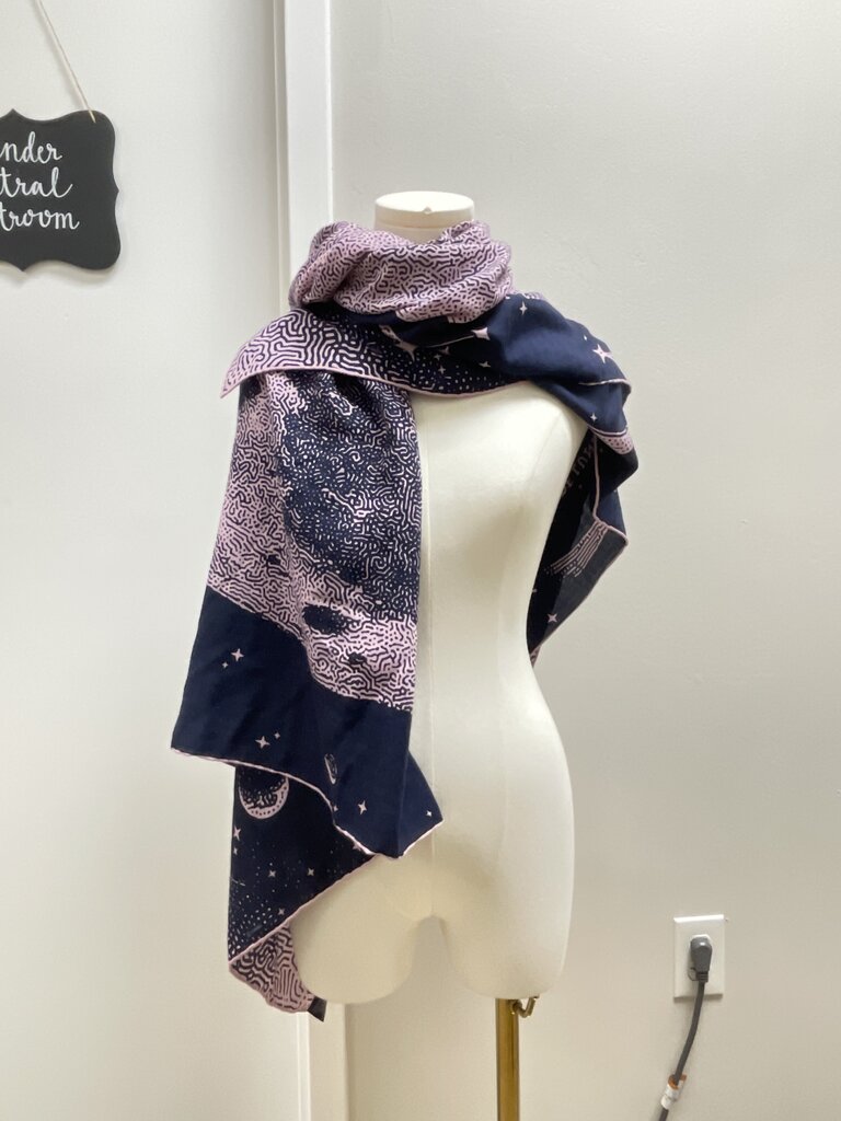Hermes Blue and Pink Claire de Lune Silk and Cashmere Shawl
