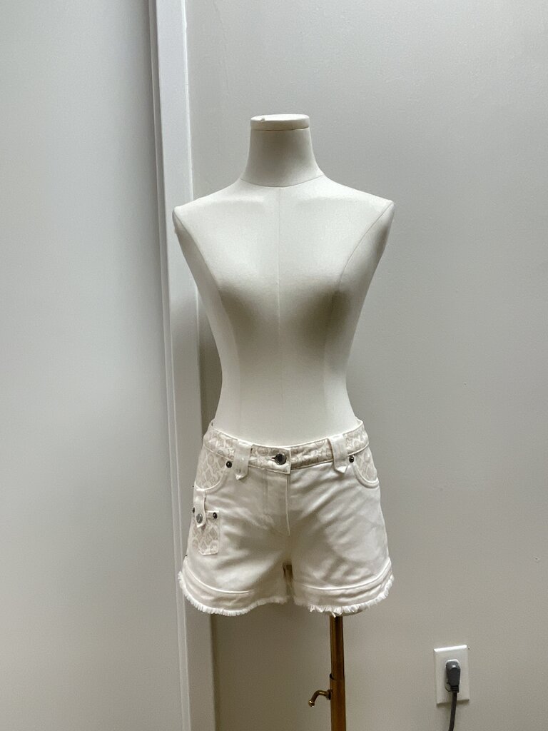 Louis Vuitton Ivory Logo Denim Shorts