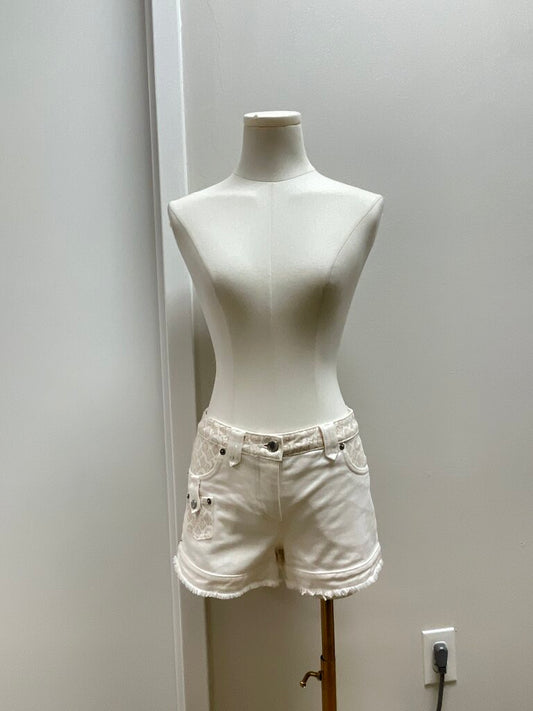 Louis Vuitton Ivory Logo Denim Shorts