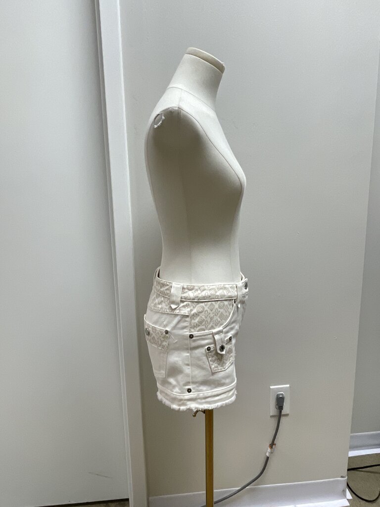 Louis Vuitton Ivory Logo Denim Shorts