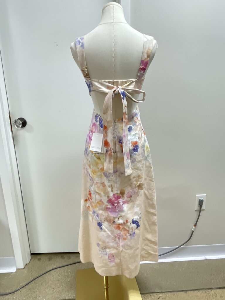 Zimmermann Pastel Floral Linen Cut Out Dress NWT